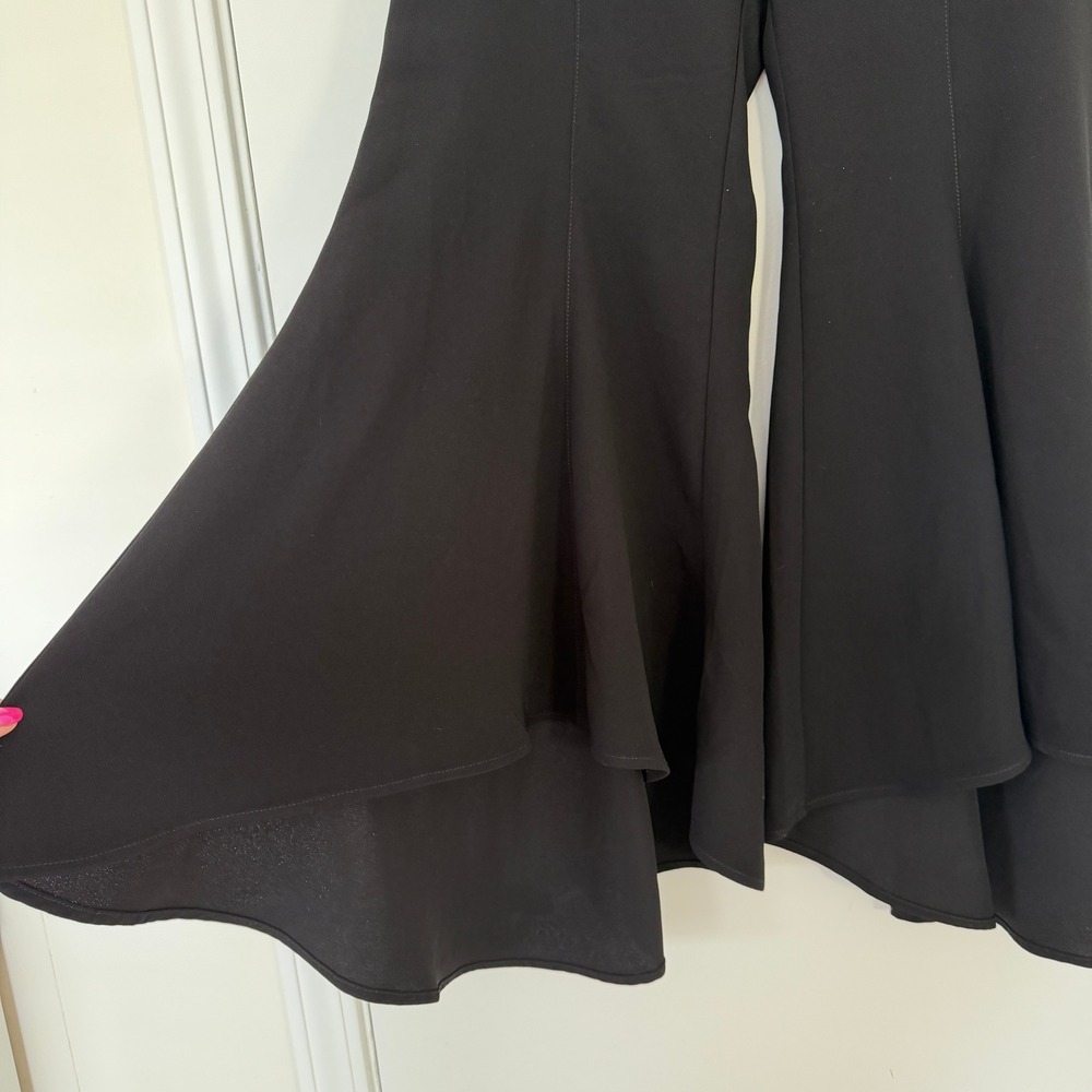 Anthropologie Zinnia Flare Trousers Black Tulip Hem Pants Size 8 - Picture 5 of 10